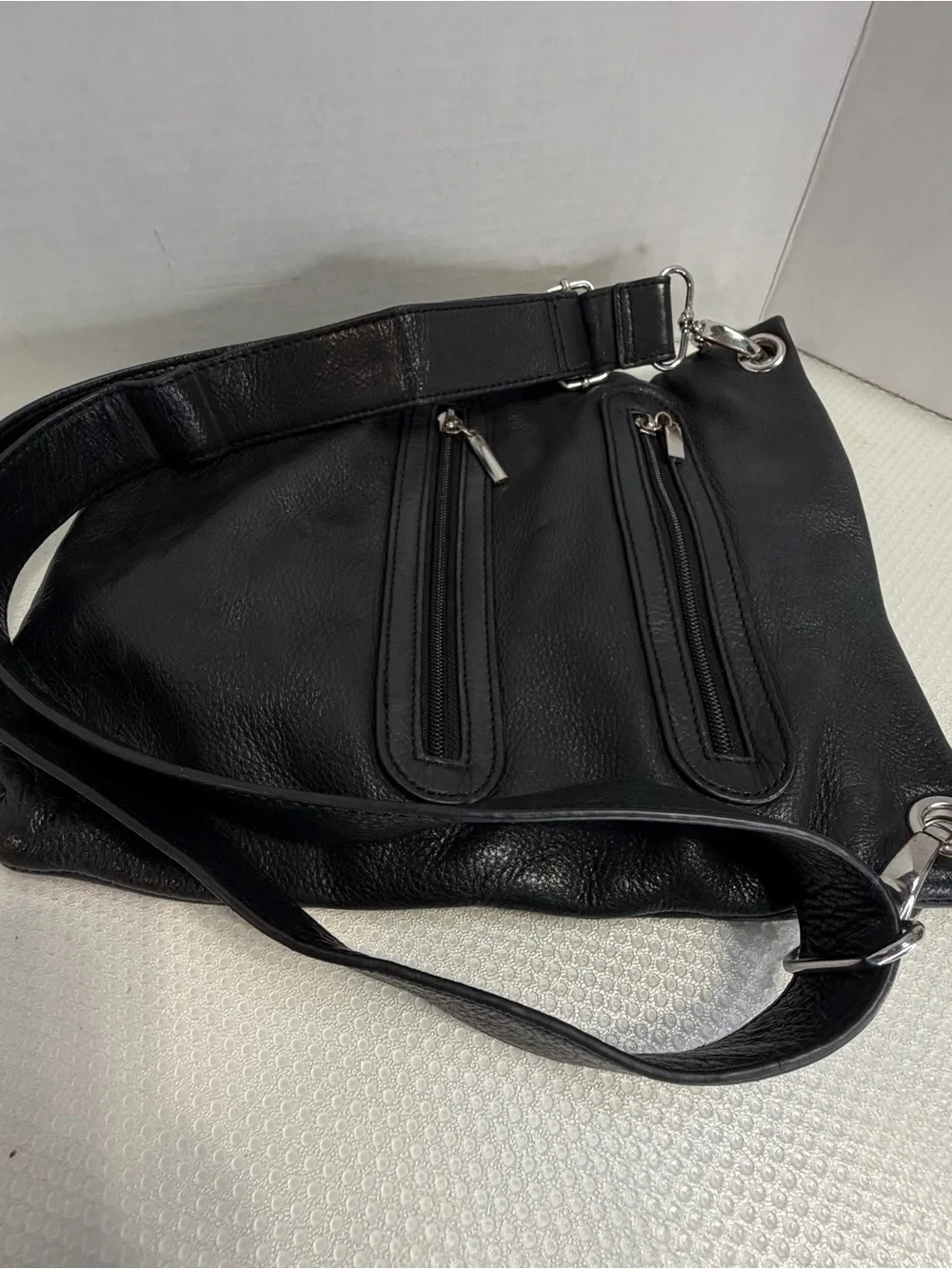 Y2K margot Black Genuine Leather Label Accent